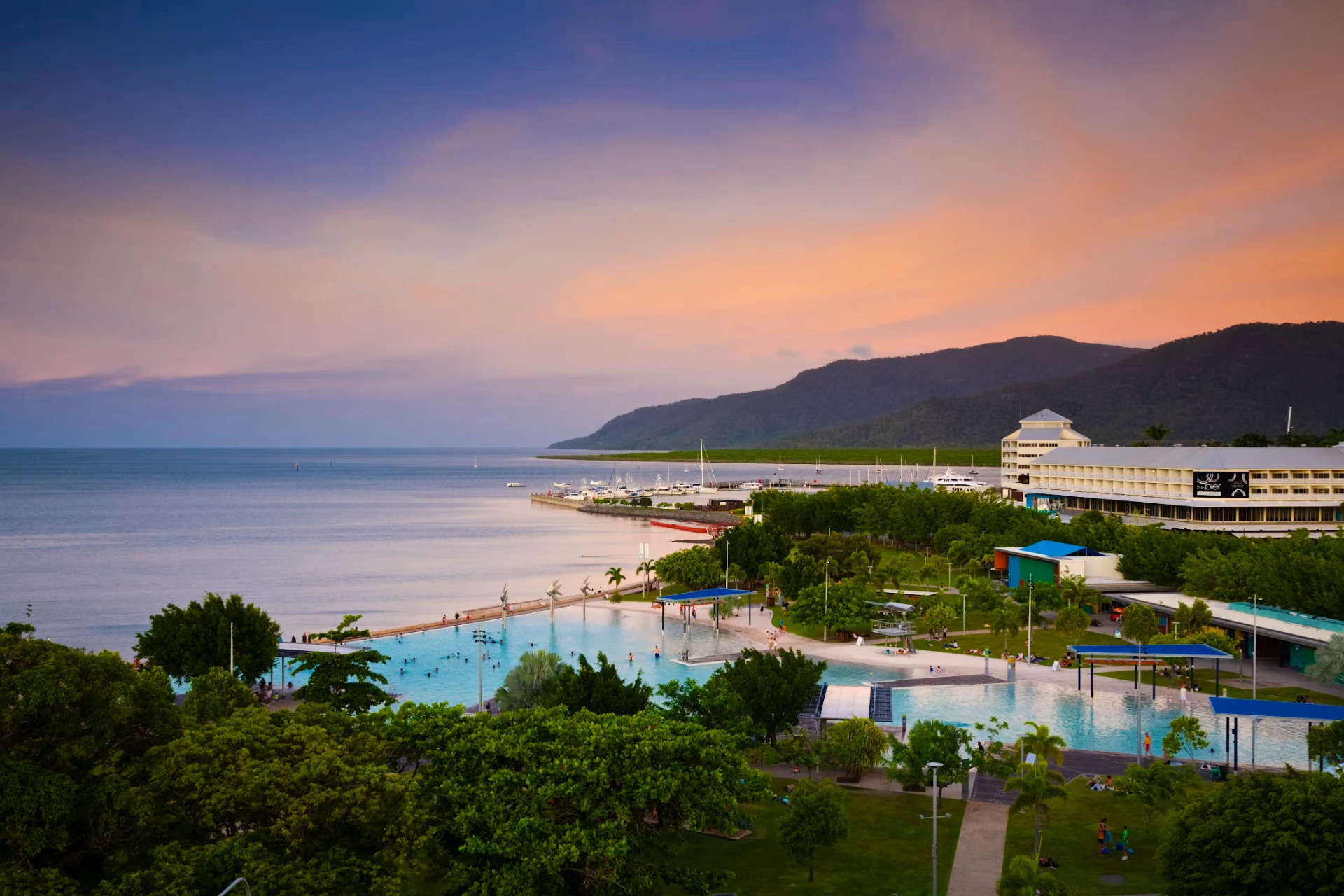 Aerial view of Cairns and the coastline